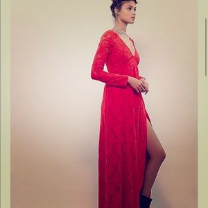 Free people Sunday Lace Maxi Dress Kimono- new